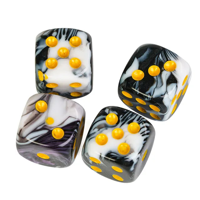 White & Black - 12mm D6 pips