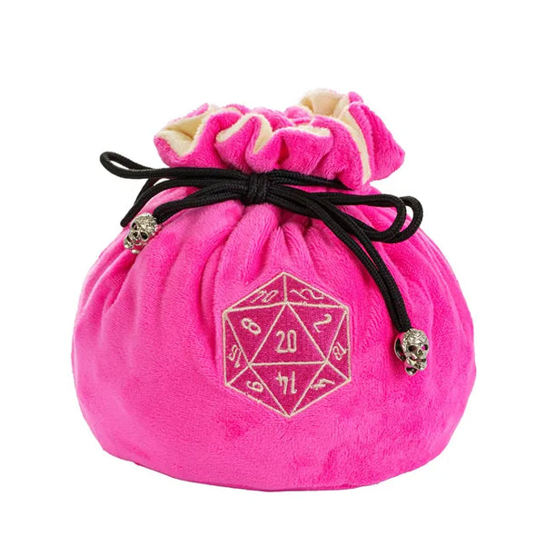 Multi-pocket d20 Dice Bag - Hot Pink & Beige
