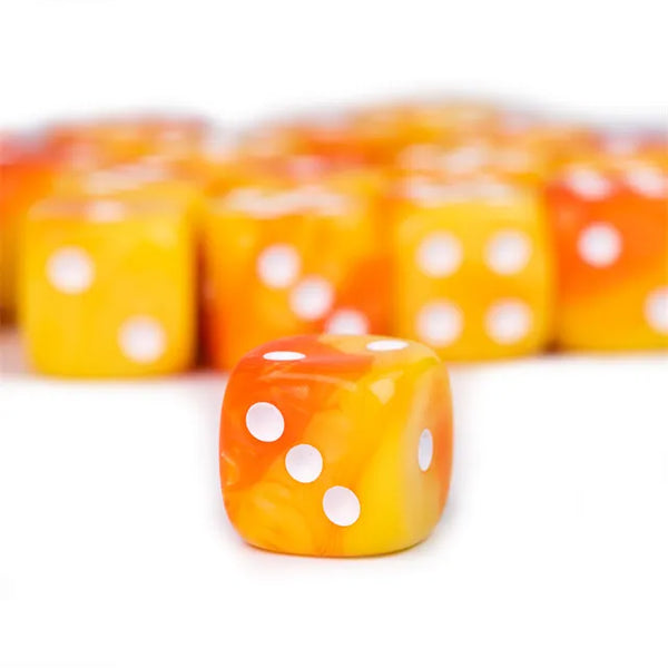Orange & Yellow (FIREBALL) - 12mm D6 pips